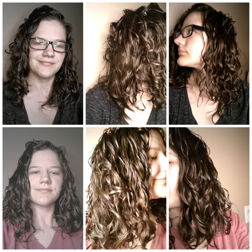 before and after gelatin protein treatment wavy hair