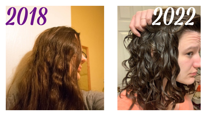 Wavy hair before and after the curly girl method