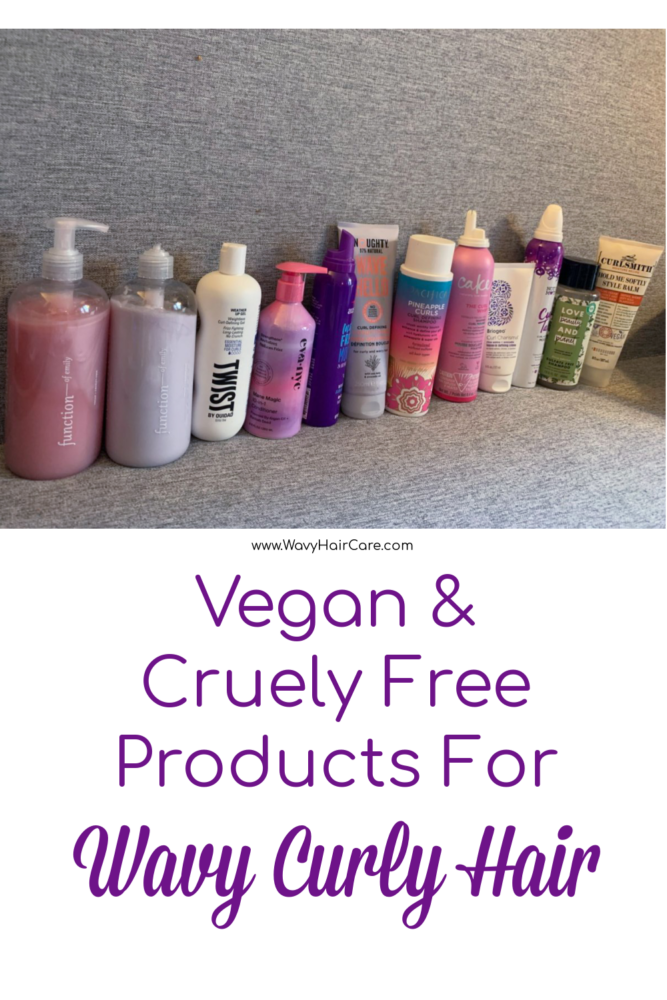Vegan and cruelty free hair products for wavy curly hair. 