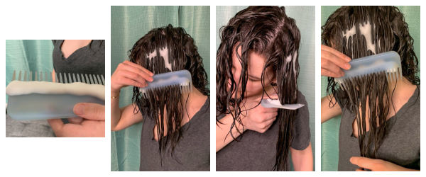 Combing mousse in to wavy hair