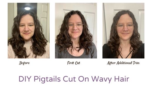 DIY pigtail haircut results on 2a wavy hair